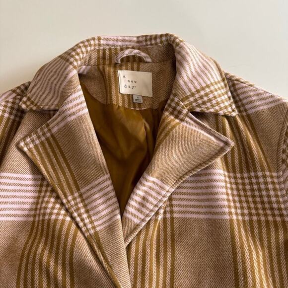 A New Day- Fall- Oversized- Plaid- Long-Button- Coat- Pink- Tan- Women’s -Small - Picture 10 of 12